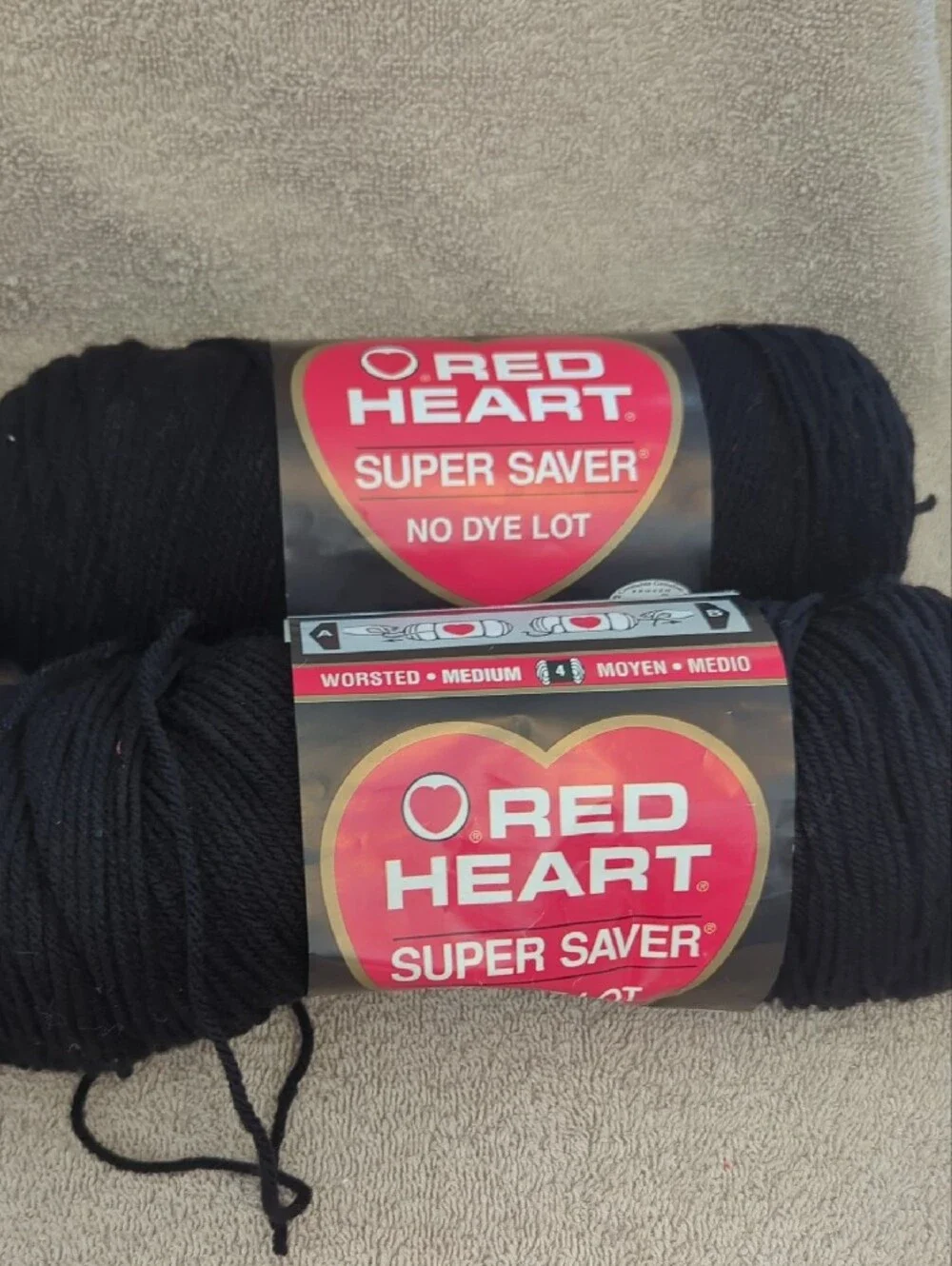 4- Super Saver Red Heart Black Yarn -